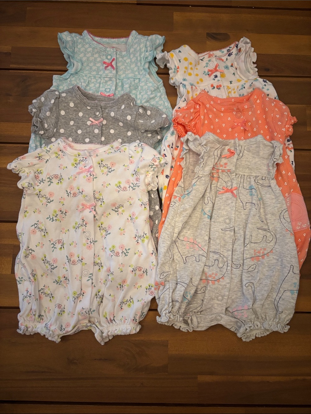 Simple Baby Girl Romper Bundle in Aqua, Gray & White Floral